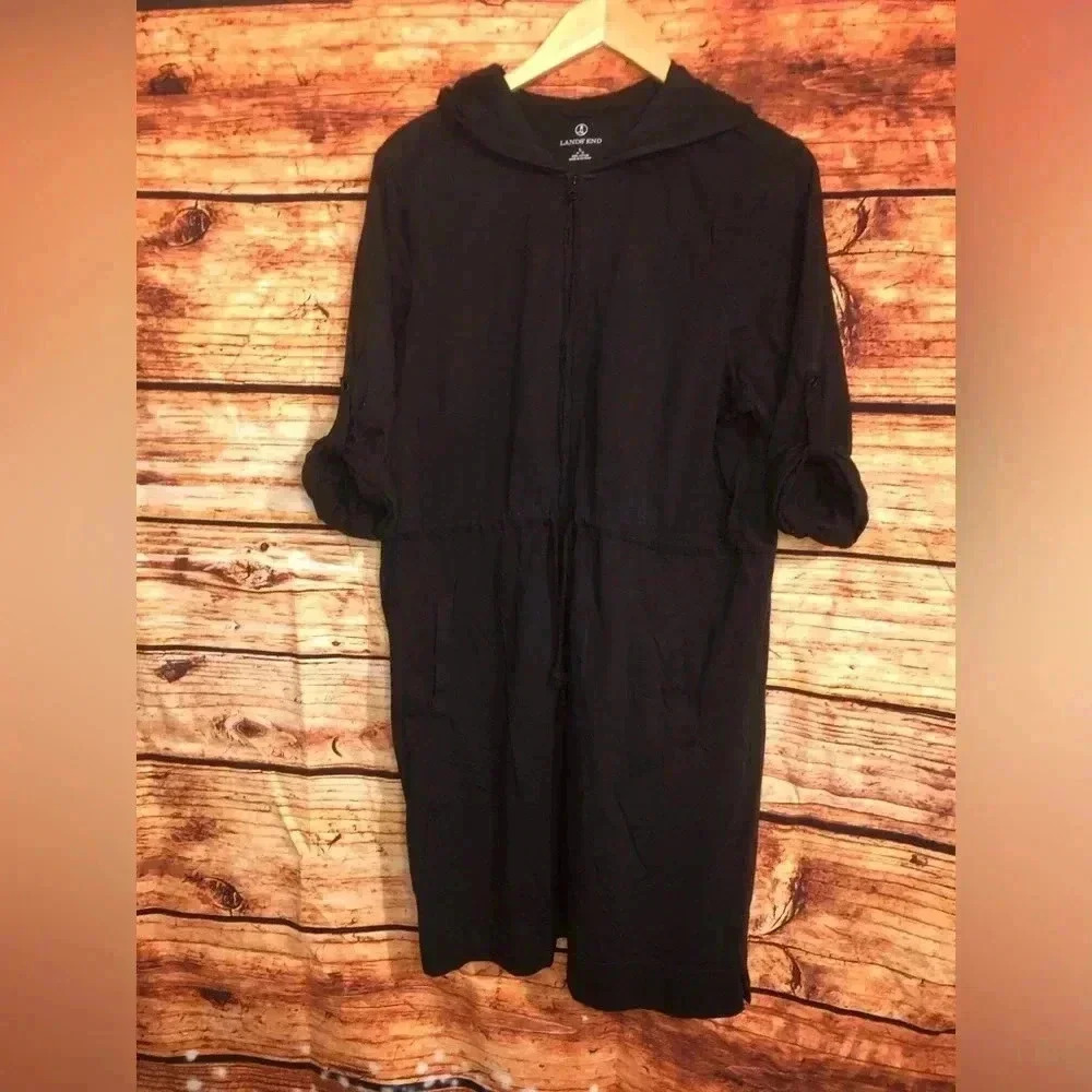 Lands End all black hooded romper - Picture 1 of 12